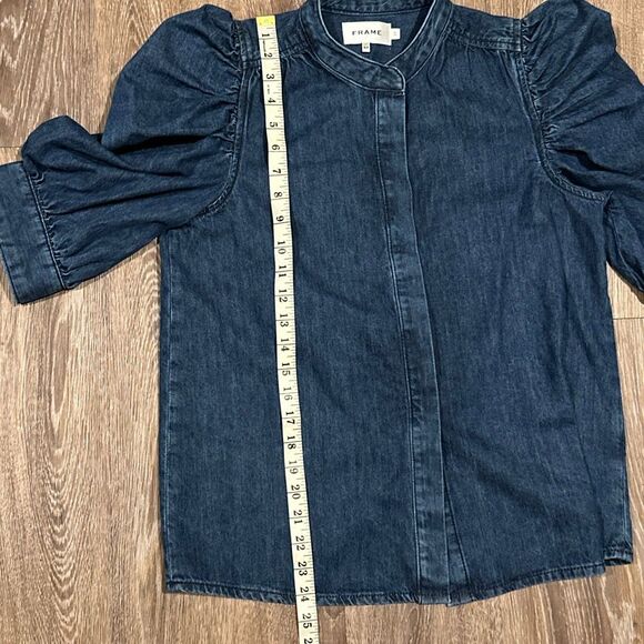 Frame denim ruched puff sleeve top Gillian S - Picture 9 of 9